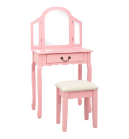 Coiffeuse et tabouret Rose...