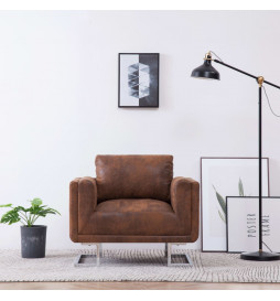 Fauteuil cube Marron...