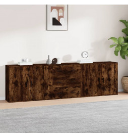 Buffets 3 pcs Chêne fumé...