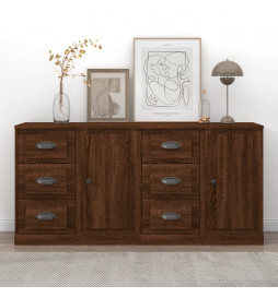 Buffets 2 pcs chêne marron...