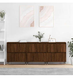 Buffets 3 pcs Chêne marron...