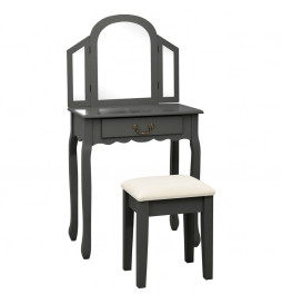 Coiffeuse et tabouret Gris...