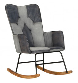 Chaise à bascule Gris Cuir...