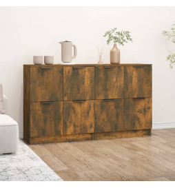 Buffets 2 pcs Chêne fumé...