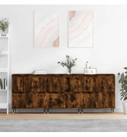 Buffets 3 pcs Chêne fumé...