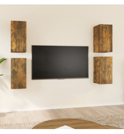 Meubles TV 4 pcs Chêne fumé...