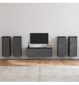 Meubles TV 5 pcs Gris Bois...