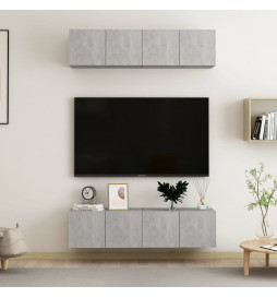 Meubles TV 4 pcs Gris béton...