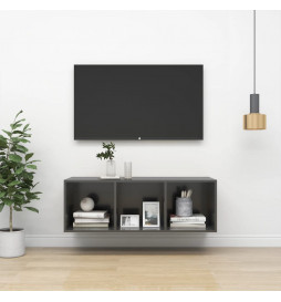 Meuble TV mural Gris...