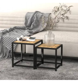 Tables à thé 2 pcs MDF Noir...