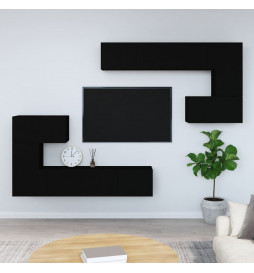 Meuble TV mural Noir Bois...