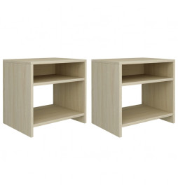 Tables de chevet 2pcs Chêne...