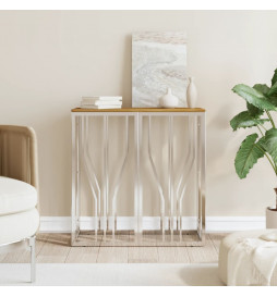 Table console argenté acier...