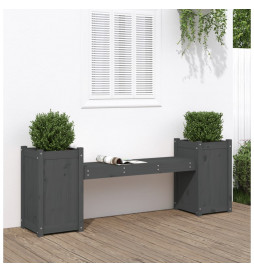 Banc avec jardinières gris...