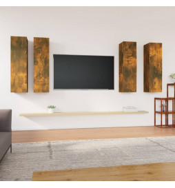 Meubles TV 4 pcs Chêne fumé...