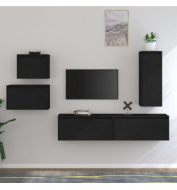 Meubles TV 5 pcs Noir Bois...