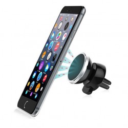 Support Voiture Magnétique pour Smartphone Aimant Noir Ventilateur Universel 360 Rotatif