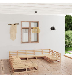 Salon de jardin 12 pcs bois...