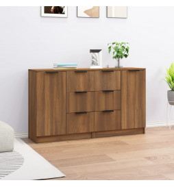 Buffets 2 pcs Chêne marron...