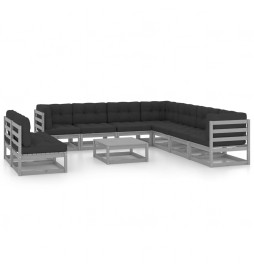Salon de jardin 10 pcs avec...