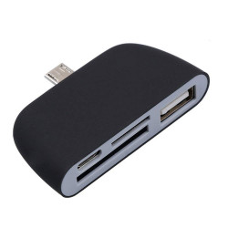 Lecteur de cartes pour Smartphone Micro-USB Android SD Micro SD USB Adaptateur Universel (NOIR)