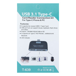 Lecteur de cartes pour Smartphone Type-C Android SD Micro SD USB Adaptateur Universel (NOIR)