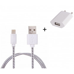 Pack Chargeur pour IPHONE Lightning (Cable Tresse 3m Chargeur + Prise Secteur USB) Murale Android Universel