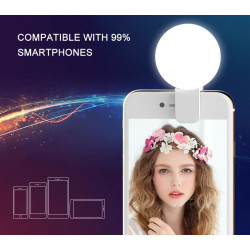 Clip Flash Selfie pour Smartphone Rechargeable LED Eclairage Reglable 3 luminosités différentes 