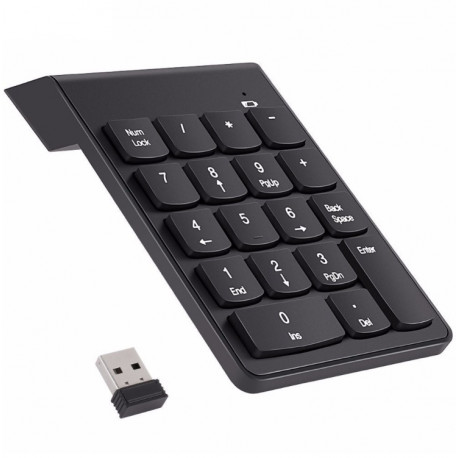 Pavé Numérique Sans Fil pour PC Clavier USB Chiffres 18 touches Pile (NOIR)