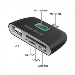 Lecteur de cartes pour Smartphone Micro-USB Android SD Micro SD USB Adaptateur Universel (NOIR)