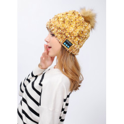 Bonnet Bluetooth avec Pompon pour Smartphone avec Ecouteurs Intégrés Reglage Boutons Universel Hiver