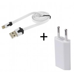 Cable Noodle 1m Chargeur + Prise Secteur pour IPHONE APPLE USB Lightning Murale Pack
