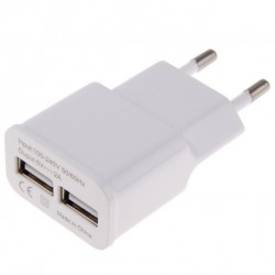 Adaptateur Secteur USB pour HTC Desire 820 Double Prise Murale 2 Ports  Courant AC Chargeur Blanc (5V-2A) Universel