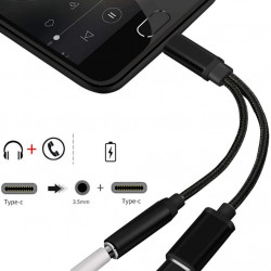 Adaptateur Type C/Jack pour Smartphone 2 en 1 Audio USB-C Ecouteurs Chargeur Casque