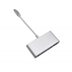 Adaptateur 5 en 1 pour MacBook Pro Thunderbolt 3 Type C USB-C Lecteur de cartes SD TF 2.0 3.0 Micro-USB (ARGENT)