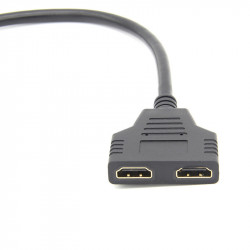 Pack HDMI pour TV et PC (Cable HDMI 5m + Adaptateur Double HDMI) Gold 3D FULL HD 4K (NOIR)