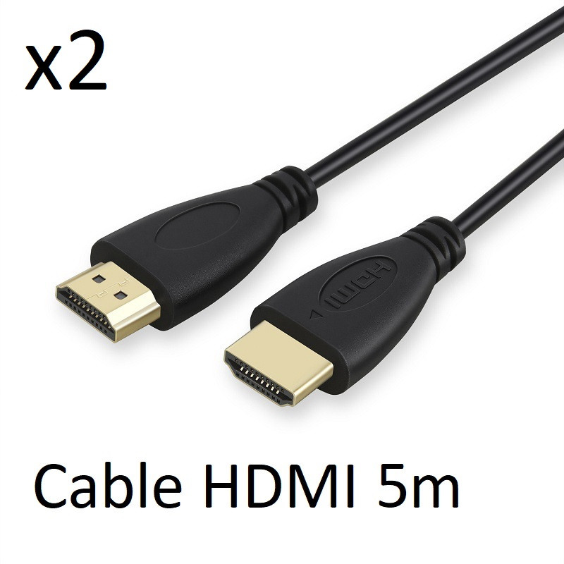 Pack of 2 hdmi cables male 5m for tv lg gold 3d full hd 4k television
