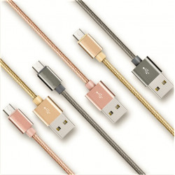 Pack de 2 Cables Metal Nylon Micro USB pour Smartphone Android Chargeur Connecteur