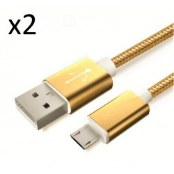 Pack de 2 Cables Metal Nylon Micro USB pour Smartphone Android Chargeur Connecteur