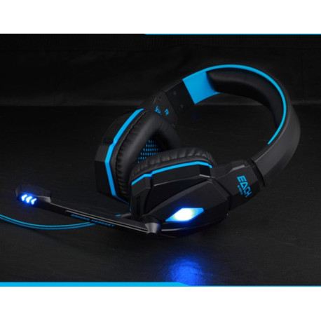 Casque Gamers avec Micro et Télécommande pour PS4 Playstation 4 Jack USB LED Reglage Son (BLEU)