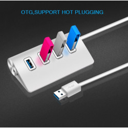 Hub 4 ports USB 2.0 pour PC Multi-prises Adaptateur Rallonge (ARGENT)
