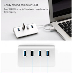 Hub 4 ports USB 2.0 pour PC Multi-prises Adaptateur Rallonge (ARGENT)