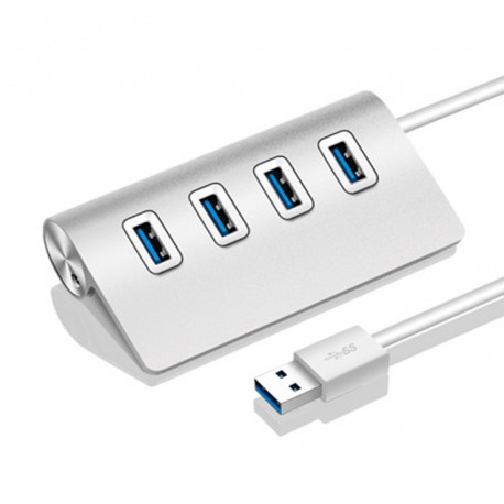 Hub 4 ports USB 2.0 pour PC Multi-prises Adaptateur Rallonge (ARGENT)