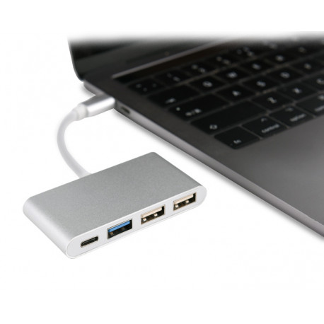 Multi Adaptateur 4 en 1 Type C pour MAC Hub 2 ports USB 2.0 1 Port USB 3.0 (ARGENT)