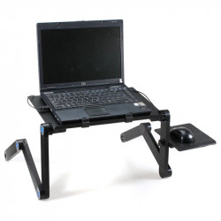 Support Lit avec Ventilateur pour PC & MAC Table Reglable Pliable Canape (NOIR)