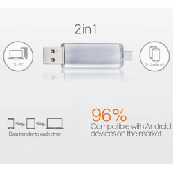 Clef USB 8Go 2 en 1 pour Smartphone & PC Micro-USB Memoire 8GB (NOIR)