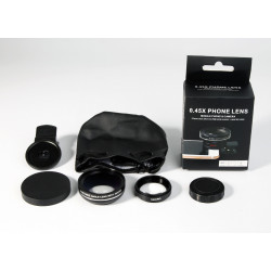 Objectif Pince 2 en 1 pour Smartphone Super Grand Angle Macro 0.45X Lentille Universel (NOIR)