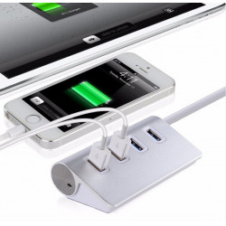Hub 4 ports USB 2.0 pour PC Multi-prises Adaptateur Rallonge (ARGENT)