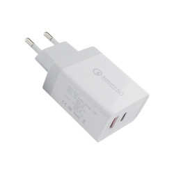 Adaptateur Secteur Type C & USB pour MAC Double Prise Murale 2 Ports Thun­der­bolt 3 Courant AC Chargeur (BLANC)