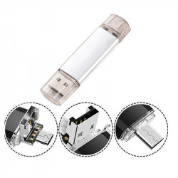 Clef USB 8Go 3 en 1 pour Smartphone & PC Type C Micro-USB Memoire 8GB (ARGENT)